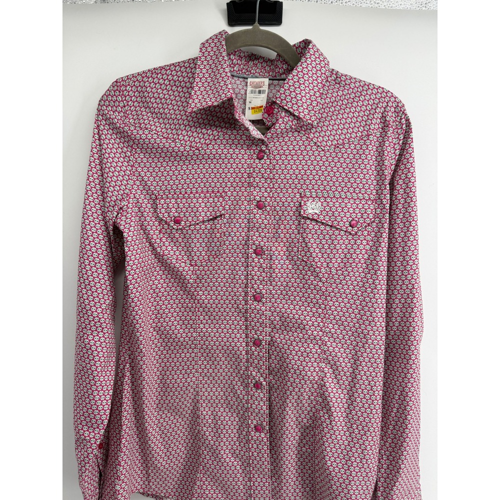 NWT Cinch Womens Pink Geometric Medallion Western Snap Shirt MSW9201040 Size M